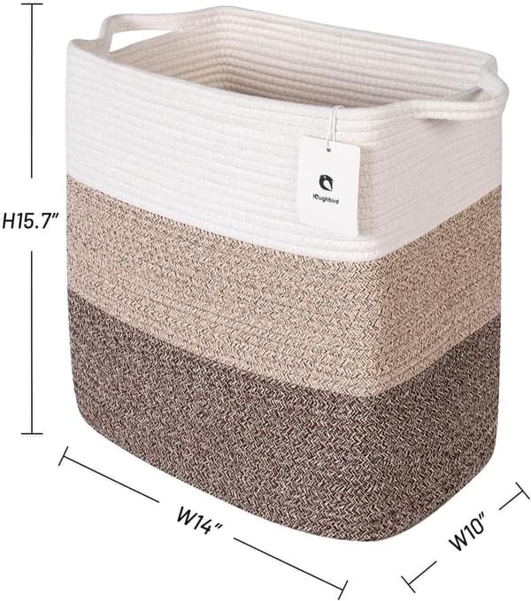 Woven Storage Basket with Handle - Gradient Brown, Large