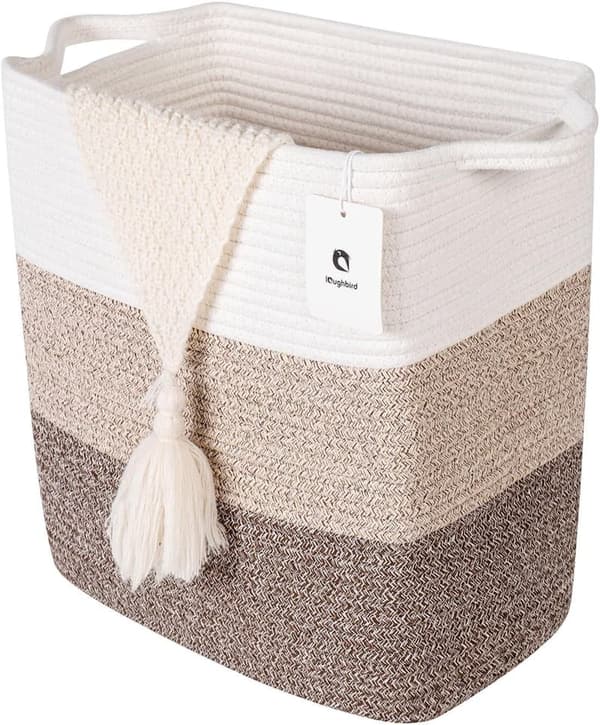 Woven Storage Basket with Handle - Gradient Brown, Large