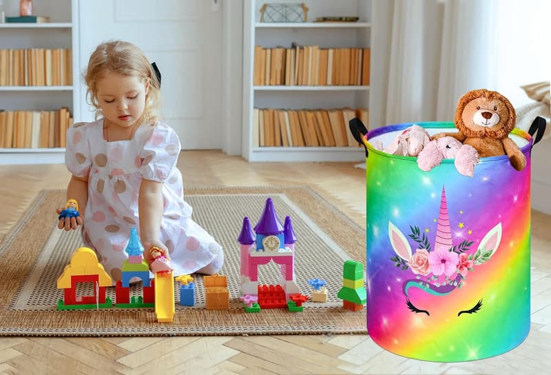 Canvas Laundry Basket Storage Bin - Nursery Toy Box for Kids