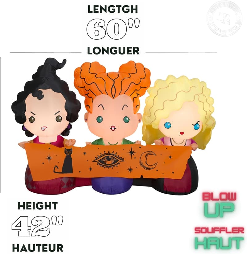 Hocus Pocus Sisters Inflatable Decoration, Multi-Color