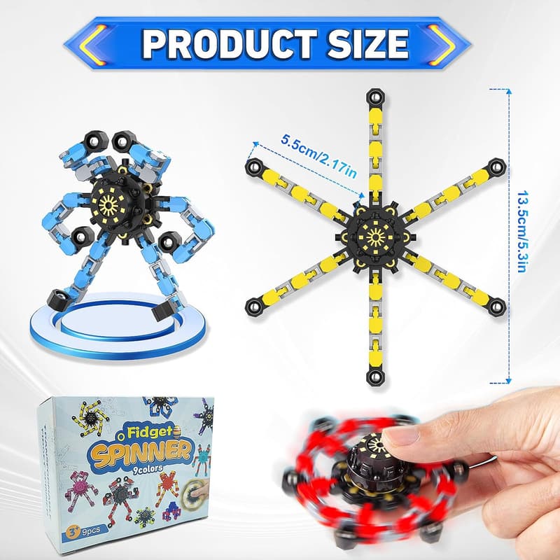 Deformable Fidget Spinner Set - 9PCS Stress Relief Toys