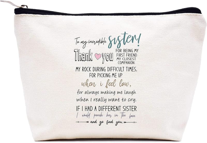 Moving Away Gift for Sister - Personalized Makeup Bag