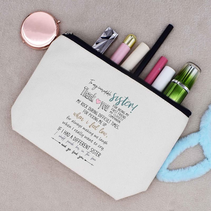 Moving Away Gift for Sister - Personalized Makeup Bag