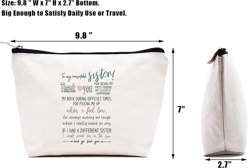 Moving Away Gift for Sister - Personalized Makeup Bag