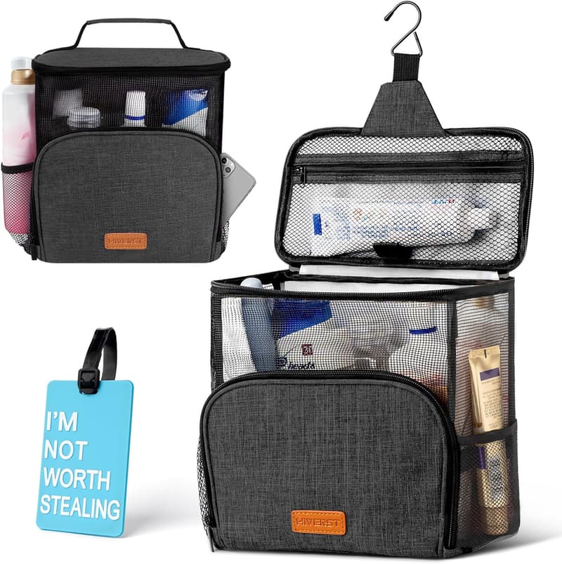 Hanging Toiletry Bag Organizer for College, Gym, & Travel
