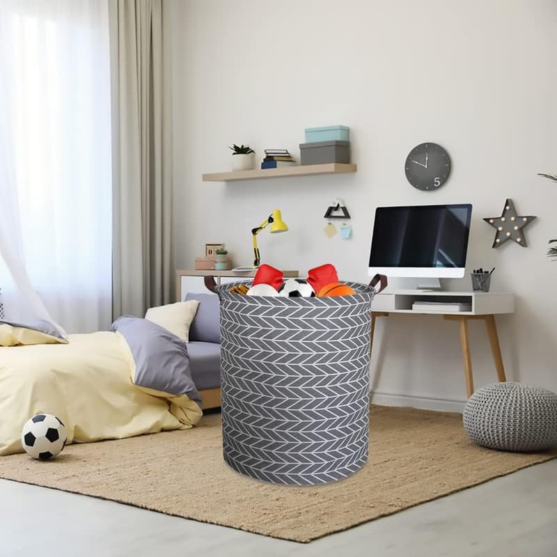 Collapsible Round Storage Basket for Kids' Toys & Laundry