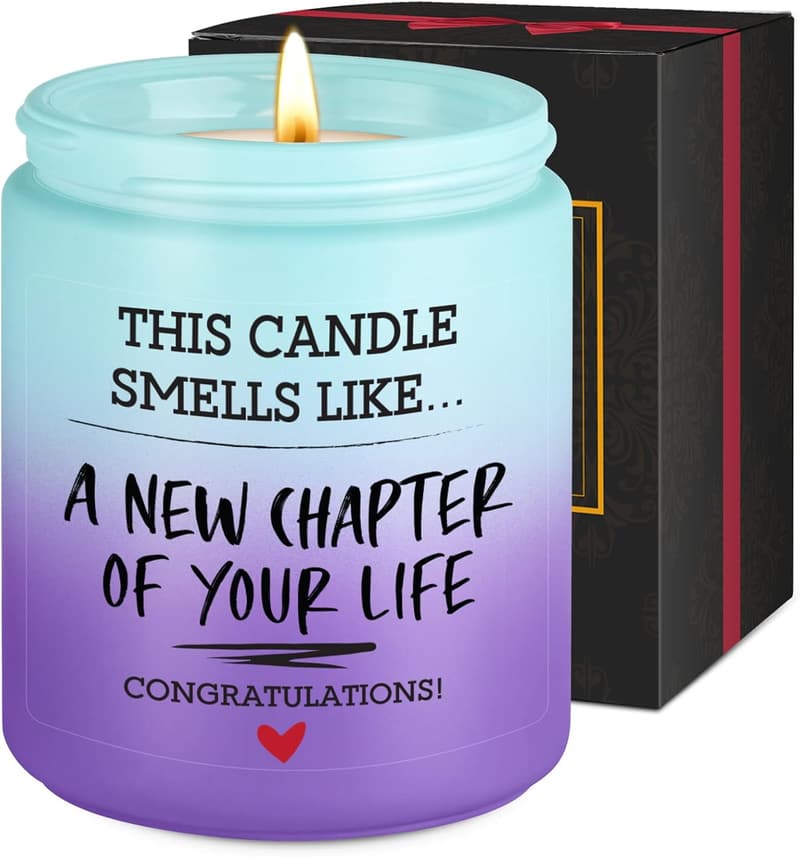 Congratulations Candle for New Beginnings, Gift for Coworkers & Friends