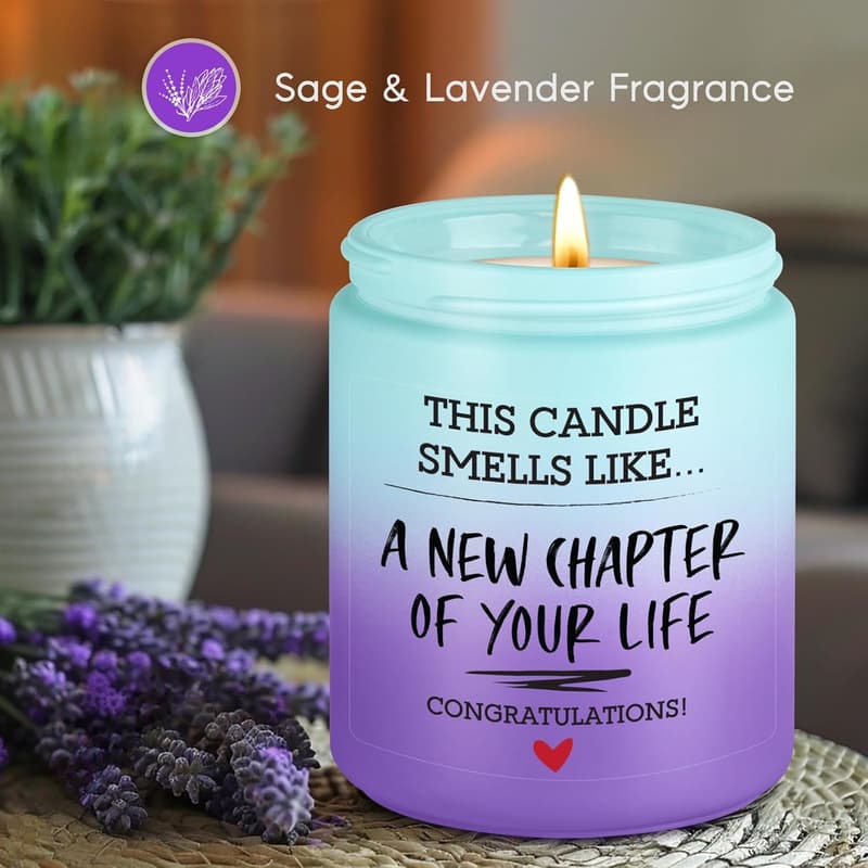 Congratulations Candle for New Beginnings, Gift for Coworkers & Friends