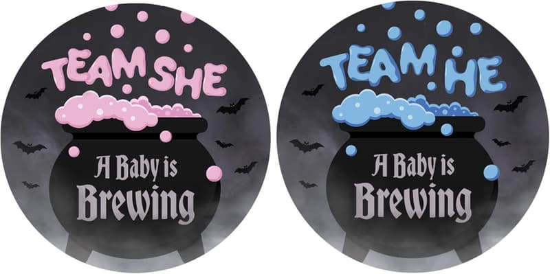 Halloween Gender Reveal Party Cauldron with 40 Stickers