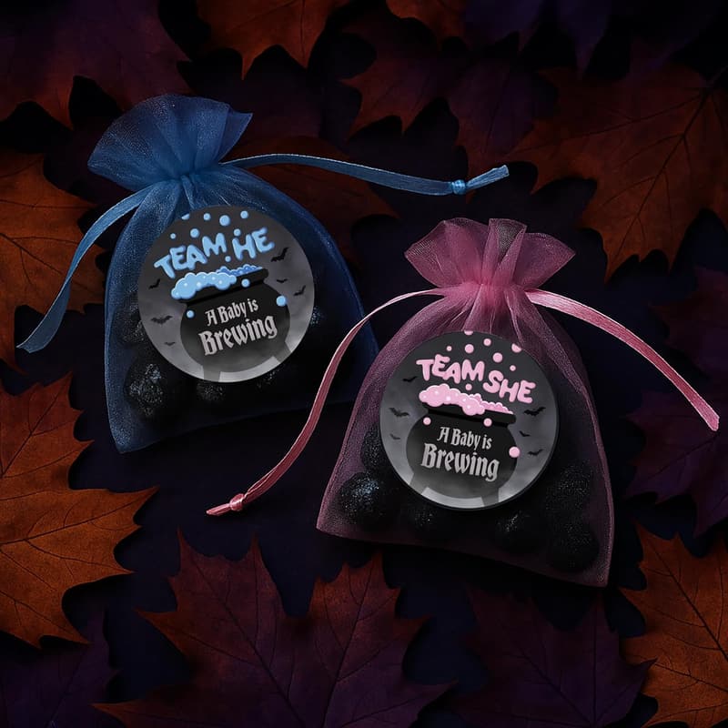 Halloween Gender Reveal Party Cauldron with 40 Stickers