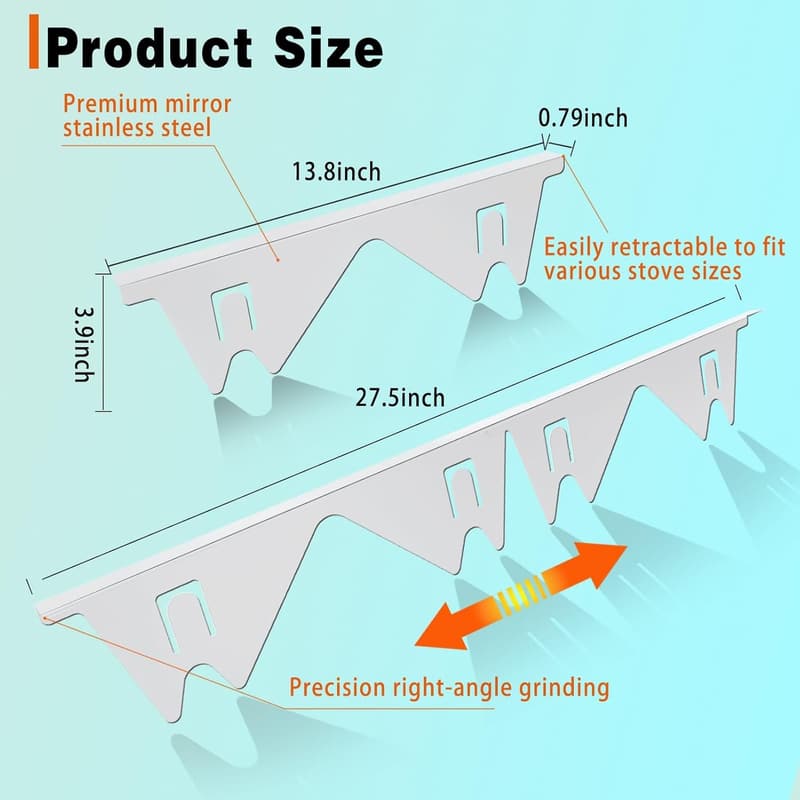 Stove Gap Covers - Stainless Steel, Heat Resistant 2-Pack