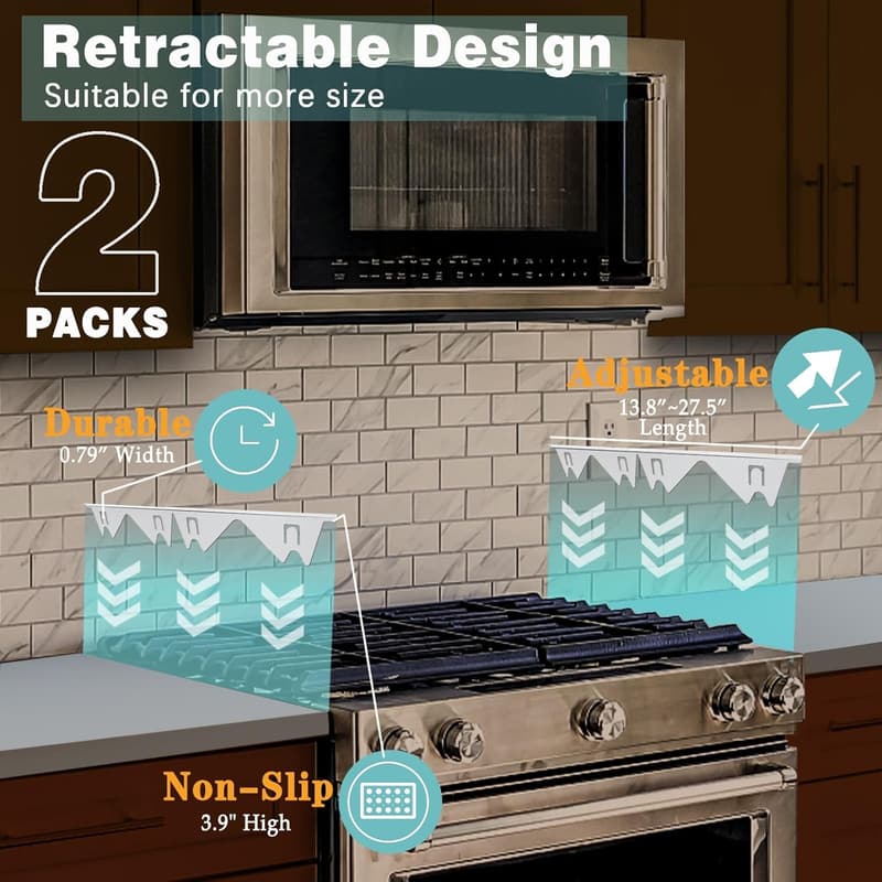 Stove Gap Covers - Stainless Steel, Heat Resistant 2-Pack