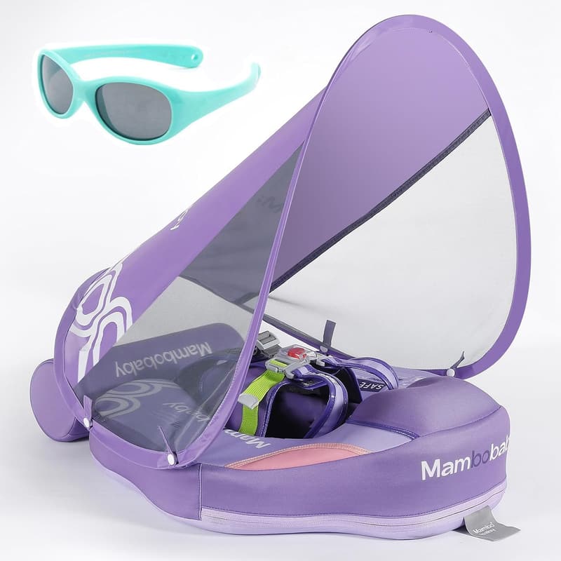 Upgraded Baby Pool Float with Canopy and Adjustable Tail