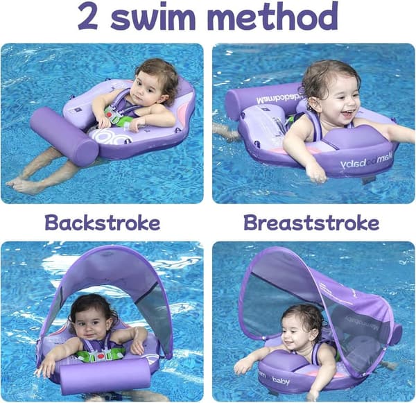 Upgraded Baby Pool Float with Canopy and Adjustable Tail