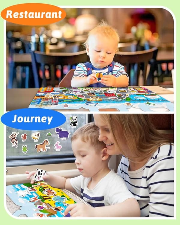 Reusable Travel Sticker Book for Toddlers, 2-4 Years