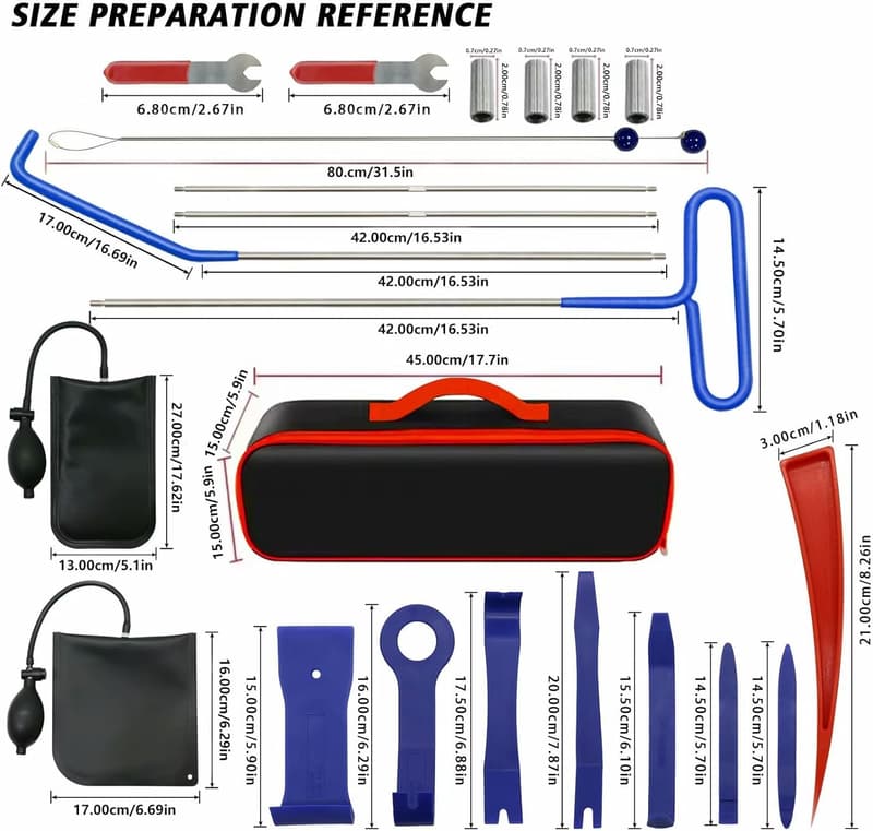 22-Piece Stainless Steel Automotive Tool Set with Pull Hooks