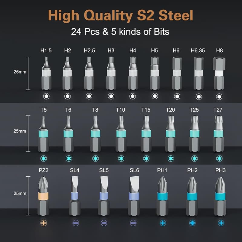 24-in-1 Magnetic Screwdriver Set for DIY Precision Repairs