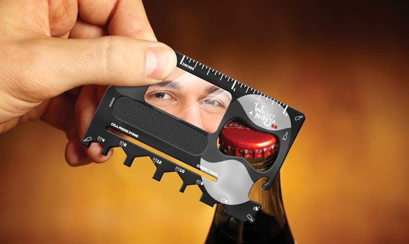 Wallet Ninja 2.0 Black: 20-in-1 Multitool with Mirror & Nail File