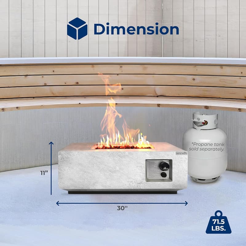 Outdoor Square Gas Fire Pit Table with Cover & Adjustable Flame
