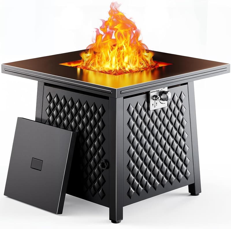 50,000 BTU Propane Fire Pit Table for Outdoor Gatherings, Black