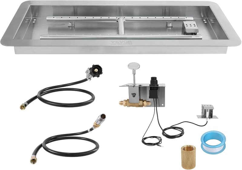 Rectangular Stainless Steel Fire Pit Pan Burner Kit