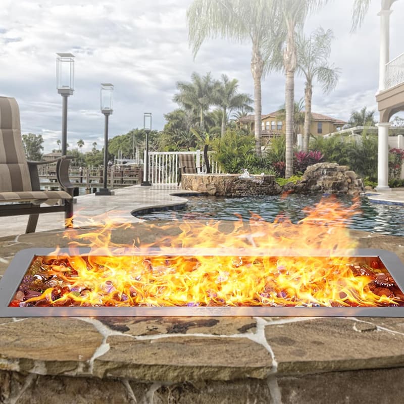 Rectangular Stainless Steel Fire Pit Pan Burner Kit