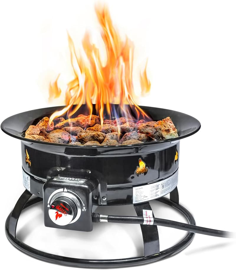 19-Inch Portable Propane Fire Pit - 58,000 BTU for Camping & Patio