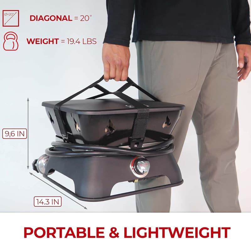 Portable 14” Smokeless Propane Fire Pit with Cover & Kit