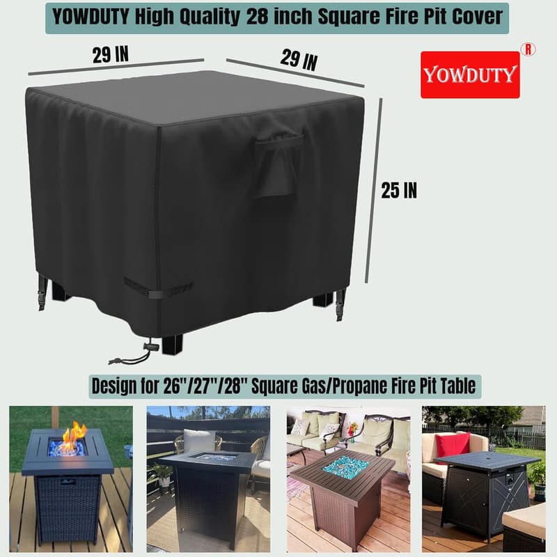 28-Inch Square Heavy Duty Waterproof Fire Pit Cover