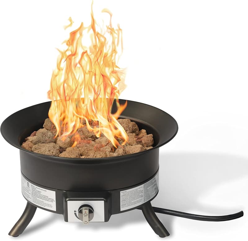 19-Inch Portable Propane Fire Pit for Patios, 55,000 BTU