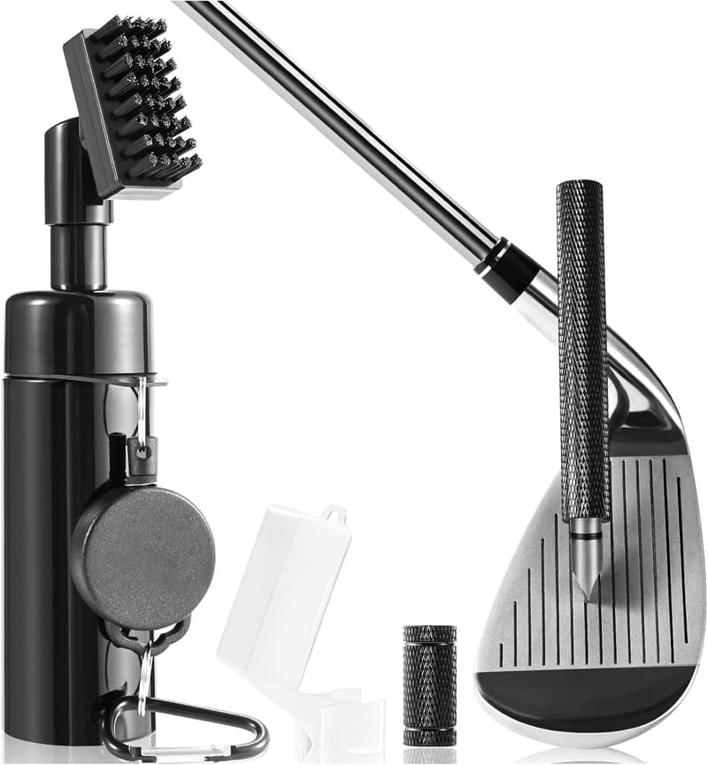 Golf Club Cleaner Brush with Groove Sharpener - 8 Inches