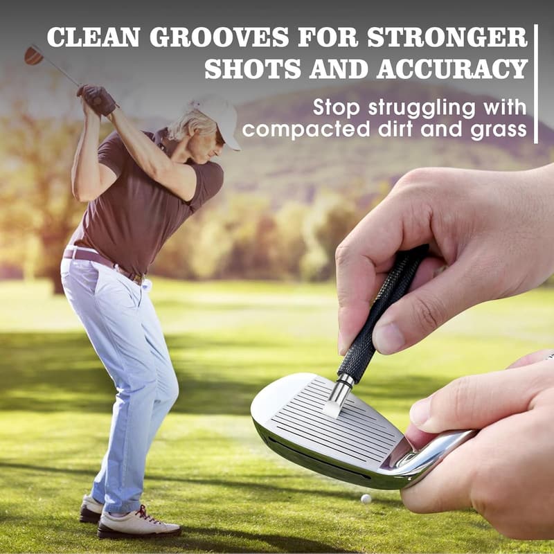 Golf Club Cleaner Brush with Groove Sharpener - 8 Inches