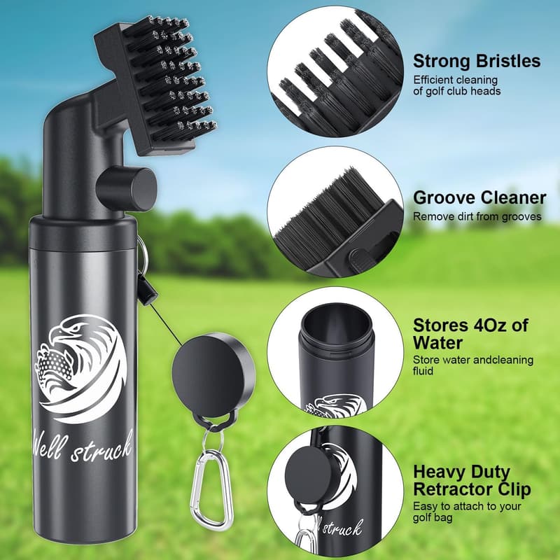 Golf Club Cleaner - 4oz Water Bottle with Durable Nylon Bristles