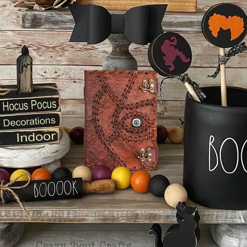 Hocus Pocus Spell Book with Lock - Halloween Witch Decor 8