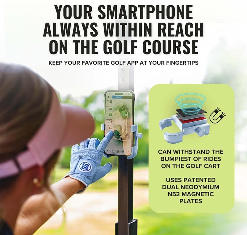 Golf Cart Magnetic Phone Holder - Slim Smartphone Mount