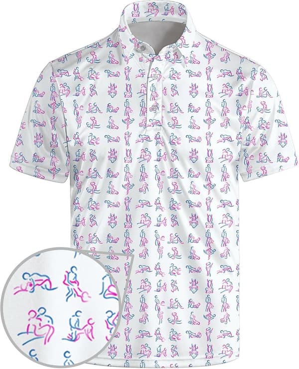 Funny Print Performance Golf Polo Shirts for Men