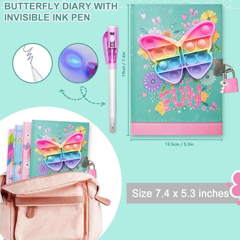 Girls' Secret Diary with Lock & Pen Set - 160 Lined Pages