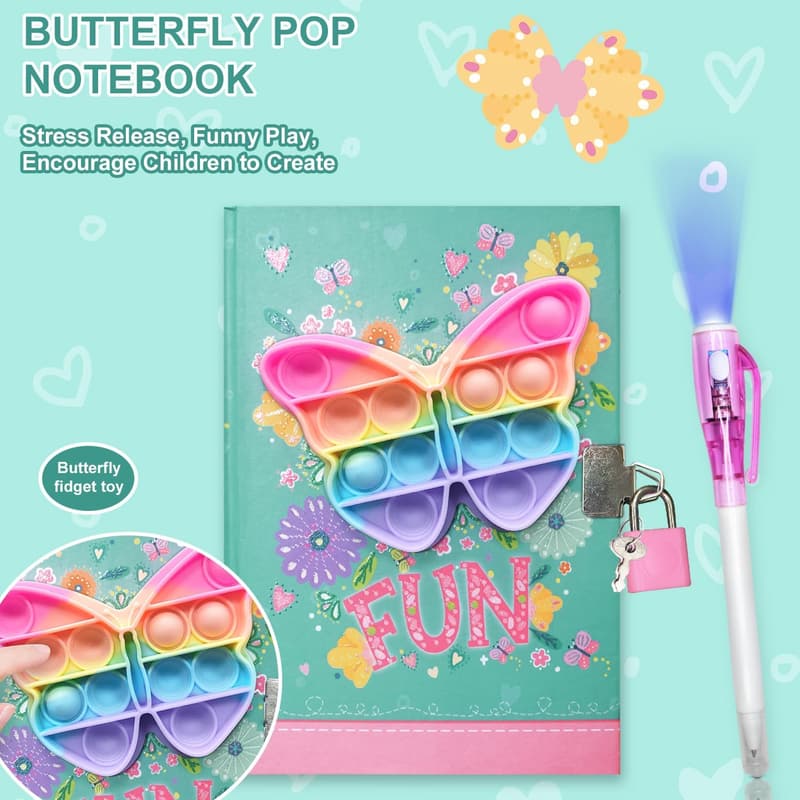 Girls' Secret Diary with Lock & Pen Set - 160 Lined Pages