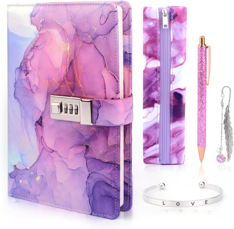 Birthday Gift Set: Girls Locking Diary with Pen & Accessories