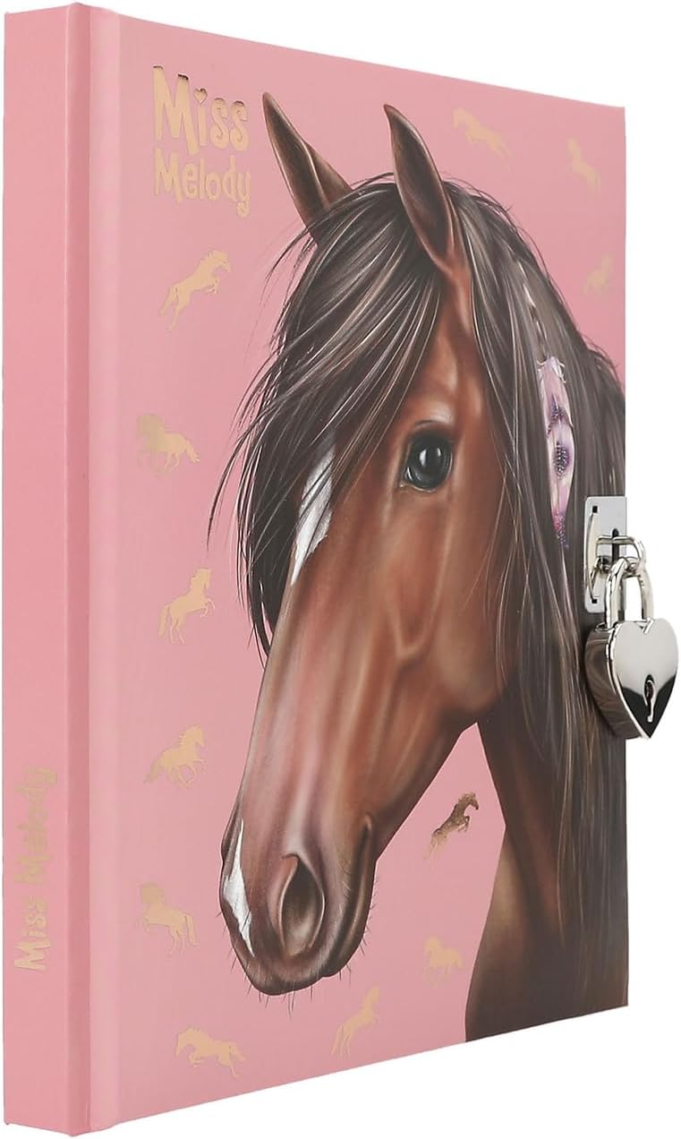 Miss Melody Pink Horse Diary with Heart Lock - 192 Illustrated Pages