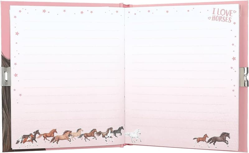 Miss Melody Pink Horse Diary with Heart Lock - 192 Illustrated Pages