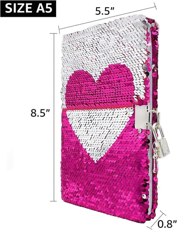 Reversible Sequin Travel Journal for Kids with Lock & Key