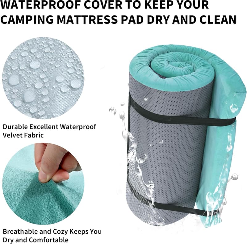 Portable Waterproof Memory Foam Camping Mattress - 3 Inch