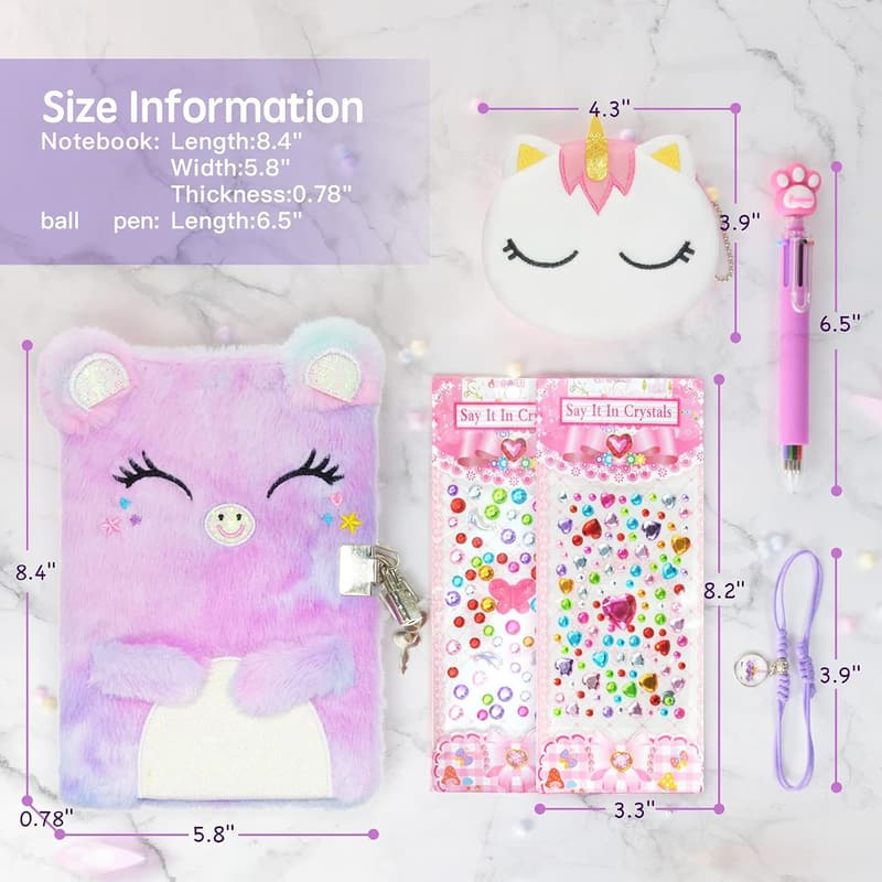 Cat Diary for Girls – Lock & Key Journal Gift Set with Pen & Stickers