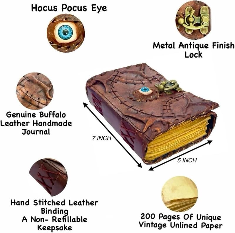 Witchy Halloween Grimoire Spellbook - Leather Bound Journal