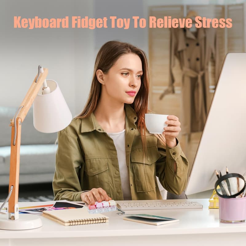 Keyboard Fidget Toy - 2-Pack Stress Relief Keychain Clickers