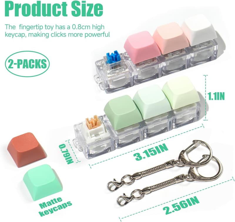 Keyboard Fidget Toy - 2-Pack Stress Relief Keychain Clickers