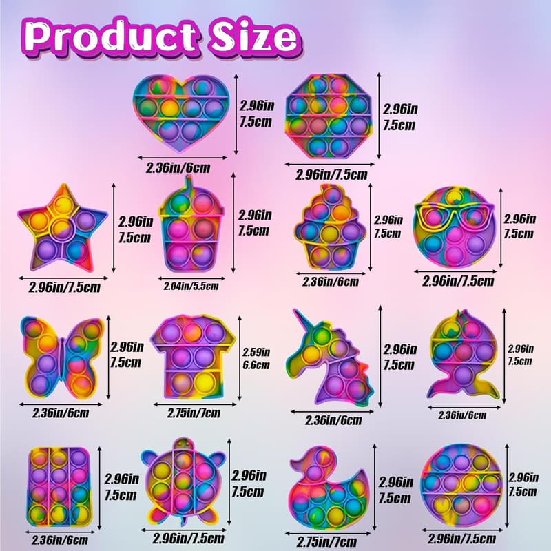 14 Pack Pop Fidget Sensory Toys for Kids Birthday Party Favors
