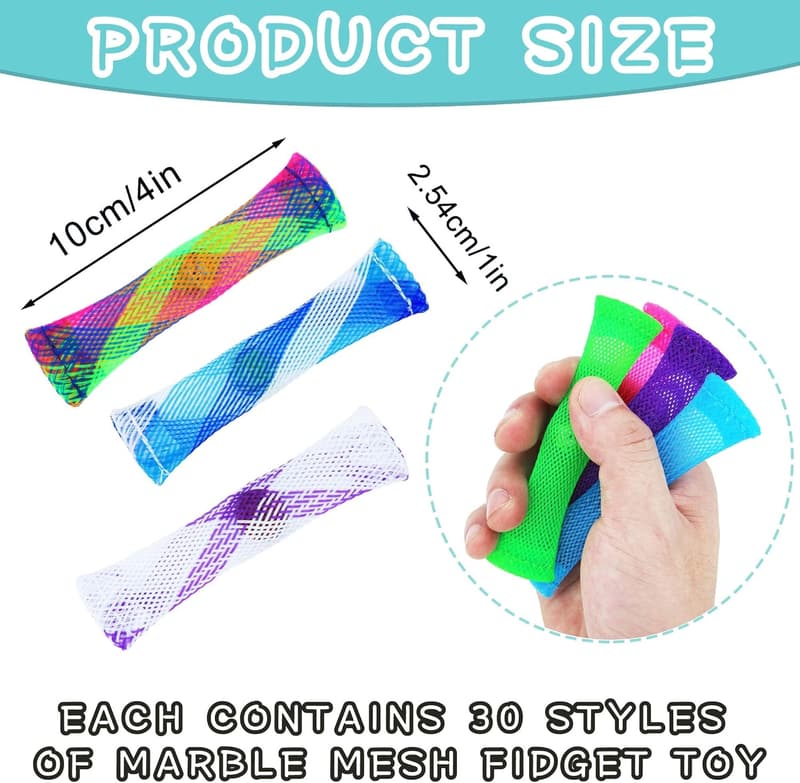 Mixed Color Marble Mesh Fidget Toy Pack - Stress Relief 42pcs
