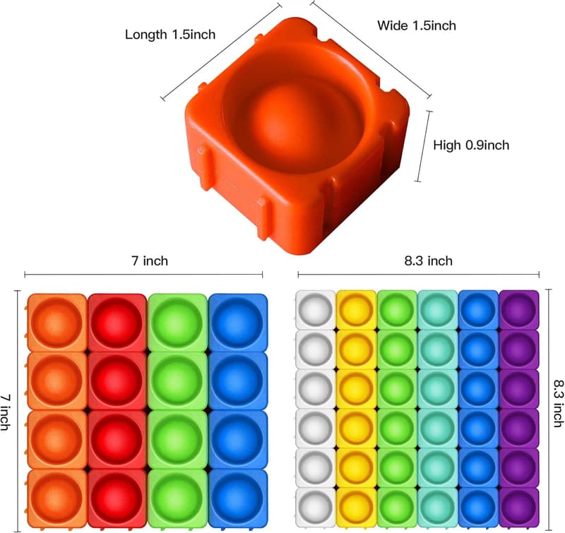Premium Silicone Pop Fidget Blocks for Kids - 16PCS Educational Toy